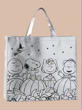 Peanuts Halloween Reusable  XL Tote Bag Silver NWOT